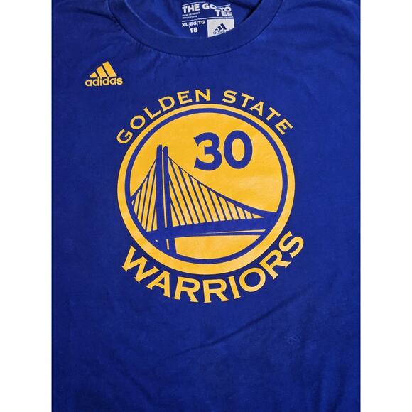 Stephen Curry Shirt Youth XL Blue Yellow Golden State Warriors Adidas NBA - Picture 2 of 7